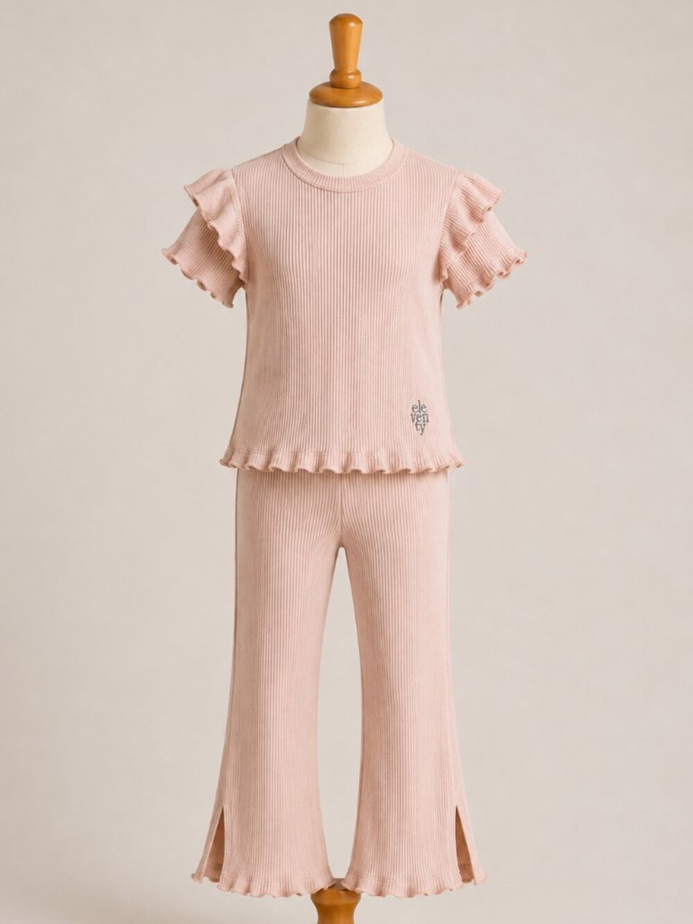 Eleventy Girls Pink Ribbed Two-Piece Set – Size 8
